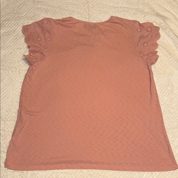 🌸 Lane Bryant Flutter Sleeve Eyelet Blouse – Pastel Pink, Size 14/16 - Picture 6 of 7